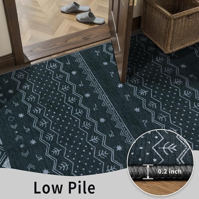 SERISSA Hallway Runner Rug, Soft Low-Pile Geometric Indoor Long Carpet