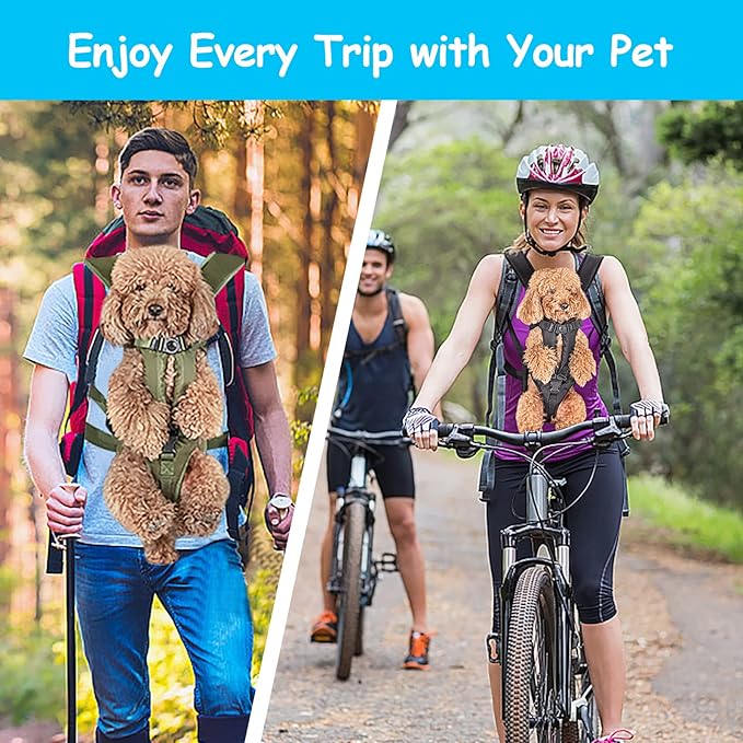 PetBonus Pet Front Dog Carrier Backpacks, Adjustable Pet Backpack, Legs Out Easy-fit Puppy Chest Carrier for Medium Small Dogs, Hands Free for Hiking, Cycling (Black, XL)