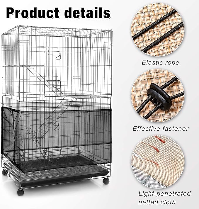Shappy Large Bird Cage Seed Catcher,Bird Cage Cover Net Skirt Guard,Adjustable Soft Airy Mesh Net for Parrot Parakeet Macaw(118 x 15 Inch/ 300 x 37 cm,White)