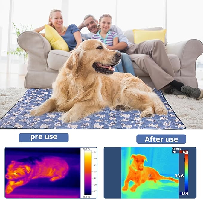 Langsprit Dog Cooling Mat, Washable Dogs Cats Pet Non-Toxic Cooling Pads Summer Sleeping Kennel Mats，Pet Self Cool Ice Blanket for Indoor & Outdoor Dog Beach Essentials Medium