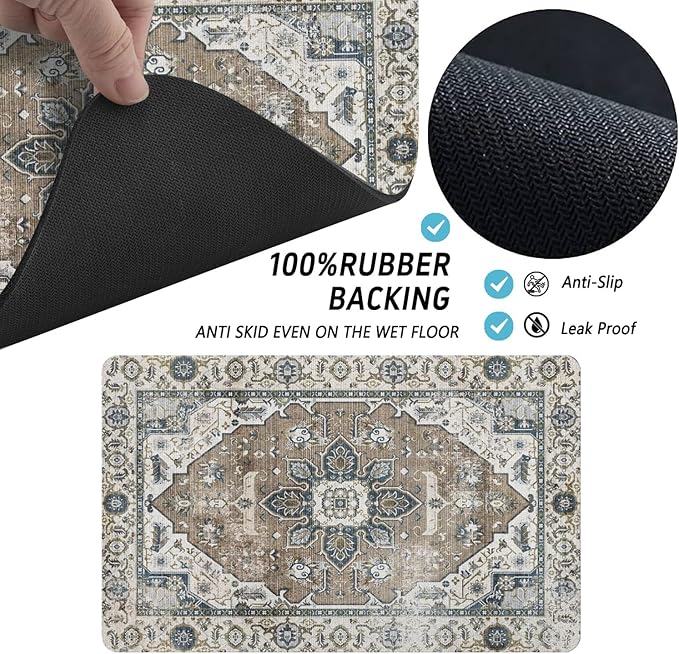 Dog Food Mats for Floors, Absorbent and Quick-Drying Pet Cat Food Mat,Anti-Fouling and Easy-to-Clean Pet Feeding Mat,Dog Bowl Mat for Messy Drinking Water Bowls.17 x27, Bohemia Style