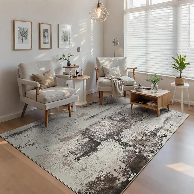 Ompaa Living Room Rug 5x8 Coffee Area Rug Machine Washable Boho Rug Non Slip