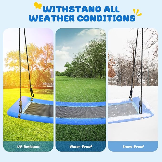 Trekassy 700lb Giant 60" Skycurve Platform Tree Swing for Kids and Adults with 2 Hanging Straps-Blue