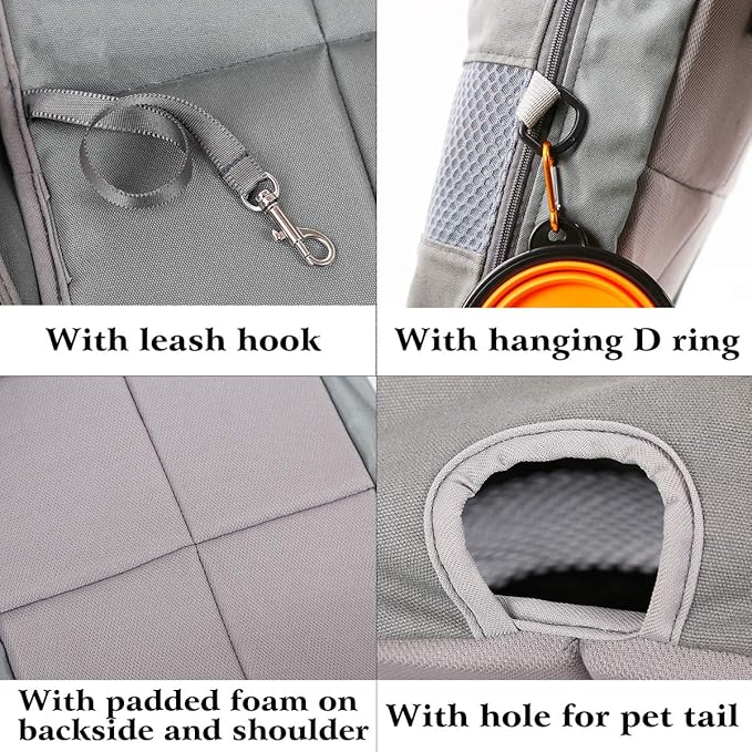 Lifeunion Legs Out Dog Carrier Backpack Hands-Free Adjustable Pet Travel Carrier for Small Medium Dogs Cats Motorcycle Hiking Walking (Grey)