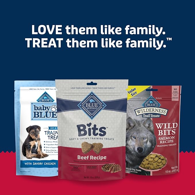 Blue Buffalo Bits Soft Dog Treats for Training, Made with Natural Ingredients & Enhanced with DHA, Beef Recipe, 19-oz Bag (Pack of 4)