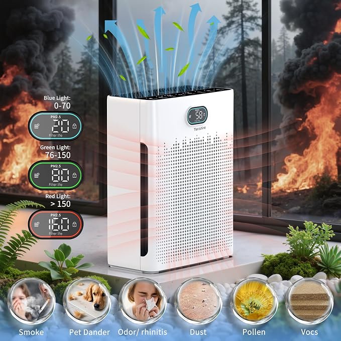 Air Purifiers for Home, PM 2.5 Air Quality Monitor Cover Up to 2200 Ft²
