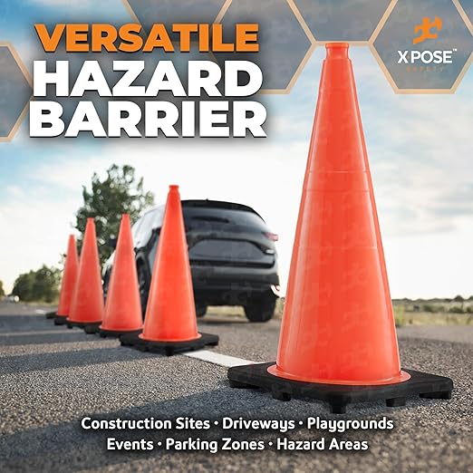 Xpose Safety 28 Inch Orange Traffic Cones - Bulk Full Pallet 297 Pack - Multipurpose PVC Plastic Safety Cone for Parking, Soccer, Caution, Kids, and Construction - DOT Approved