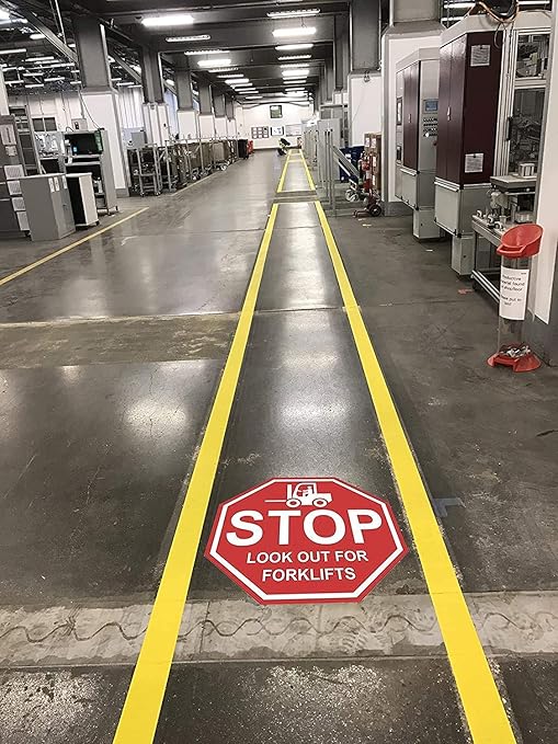 "Stop Look Out for Forklifts"- Laminated Vinyl Floor Sign by Graphical Warehouse - 5S Safety and Security Signage, Visual Communication Tool (30")