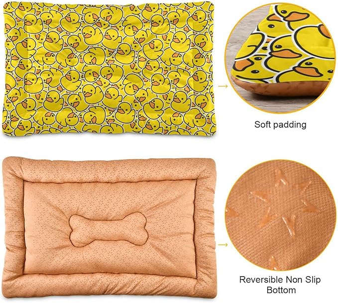Yellow Duck Cartoon Pet Bed Cute Dog Bed Mat Absorbing Non Slip Pad Pet Sleeping Mat for Small, Medium, and Large Dogs Puppy Cat 24 in x 18 in