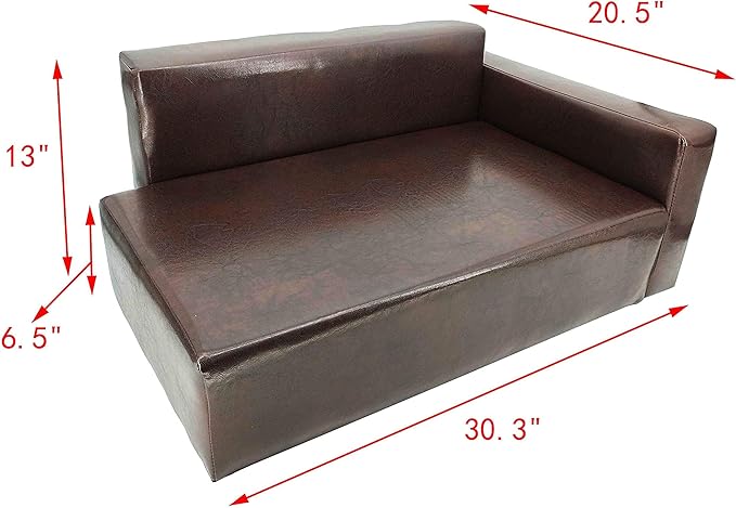 FixtureDisplays Dog Sofa Bed Brown Synthetic Leather Recliner Lounge Chair Couch Seat 30x20x13-27x16 Great for Smaller Dogs Parts Nested. Peel Black Liners to find Smaller Parts. 10058-NPF