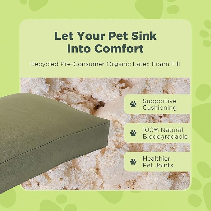 Large - 42 x 28 x 5 - Natural Premium Organic Hemp Dog Bed - Organic Latex Fill - Removeable Cover
