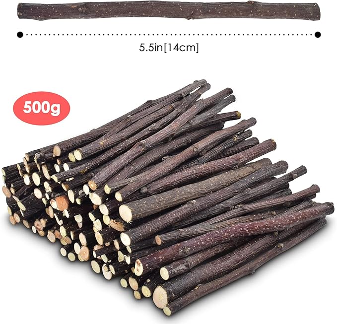 ERKOON Natural Apple Sticks 500g (1.1lb) Small Animals Molar Chew Toys Apple Branch Chew Treats for Hamster Rabbit Chinchilla Bunny Guinea Pig Squirrel