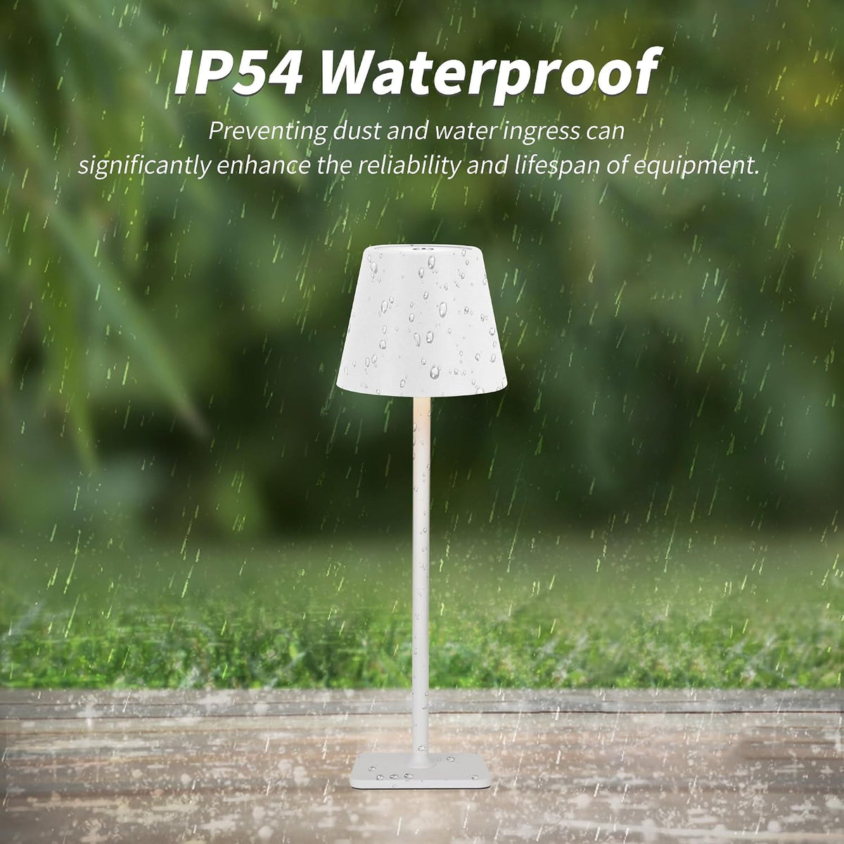 Mr. White Outdoor Waterproof Cordless Set of 2 Rechargeable Portable Top Touch Battery Operated Powered LED Table Lamp Desk Lamp Lights for Restaurant Kitchen Patio Dinner Dining (White 2 Pack)