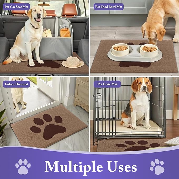 Buganda Dog Door Mat for Muddy Paws, Absorbent Dirt Trapper Non Slip Indoor Doormats, Washable Low-Profile Mat for Mud Dogs, Entryway Carpet for Inside Floor (40x32 Inches, Beige)