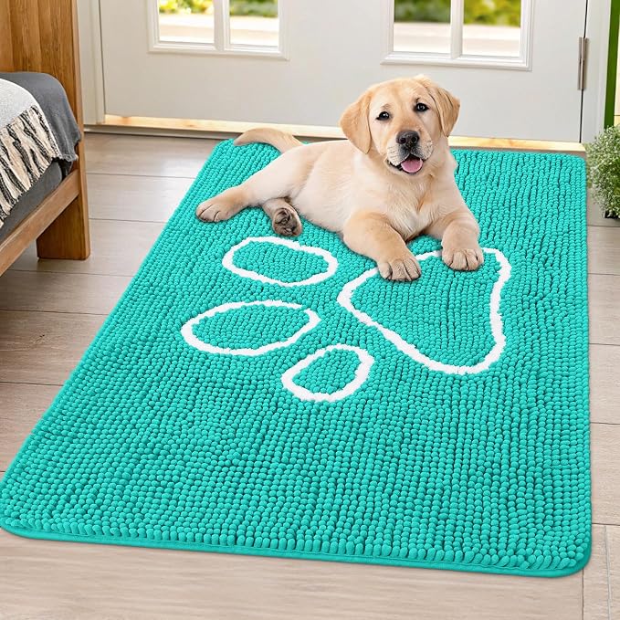 Smiry Dog Door Mat for Muddy Paws, Absorbent Dirt Trapper Non Slip Quick Dry
