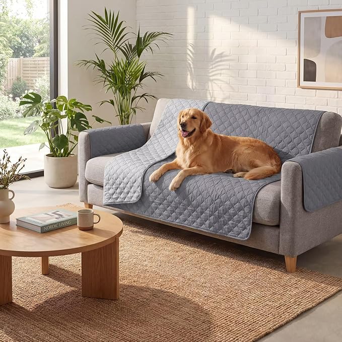 Waterproof Dog Bed Cover Pet Blanket Sofa Pet Bed Mat,Leak Proof Washable Incontinence Mattress Protectors,Suitable for People Who Cannot Take Care of Themselves,52x82 Inch Light Grey