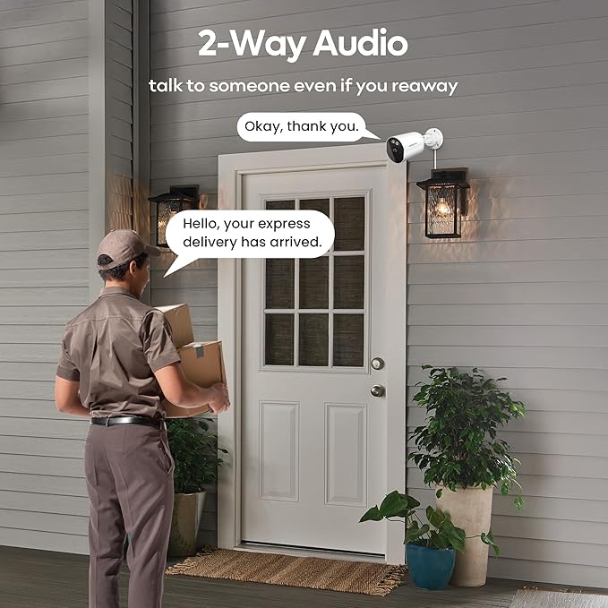 2K Security Cameras Wireless Outdoor, 33ft Night Vision, IP65 Weatherproof, 2-Way Audio Home Security WiFi Camera Motion Detector for Home Security