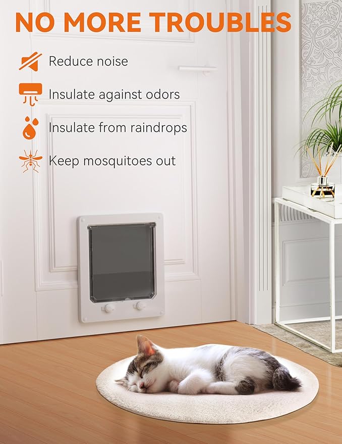 LIBBEPET Cat Door Interior Door, Indoor Cat Doors, Medium Pet Doors for Cats Up to 13 lbs(Frame Size 7.5" x 8.7"), Upgraded 4 Way Locking Kitty Door for Interior & Exterior Doors, Easy to Install