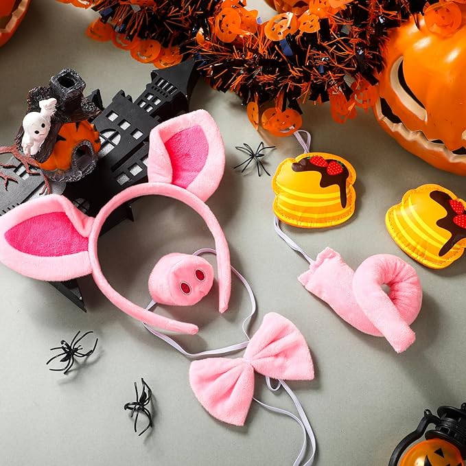 Book Character Costumes Set Reading Themed Ears Headband Tail, Brooch Animal Dress up for Adult Halloween Accessory