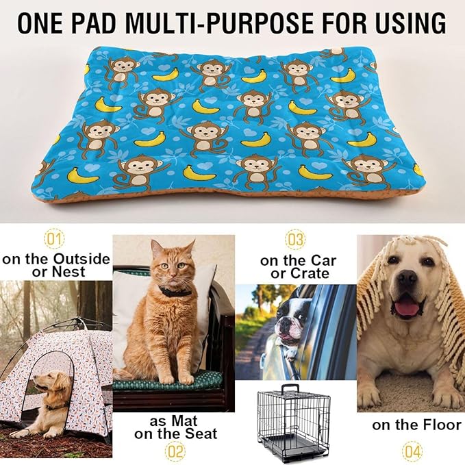 Pet Bed Monkey Banana Dog Bed Mat Absorbing Non Slip Pad Pet Sleeping Mat for Small, Medium, and Large Dogs Puppy Cat 36 in x 24 in