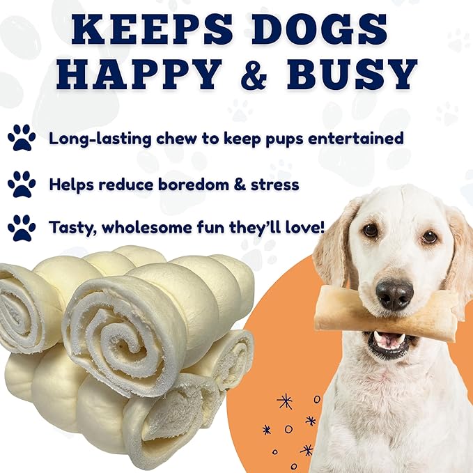 Amazing Dog Treats - Beef Cheek Rolls (Mega Thick 4" - 6 Pcs) - Safe Rawhide Alternative Dog Chew - Great for Power Chewers - Long Lasting Dog Chew - Retriever Rolls for Dogs