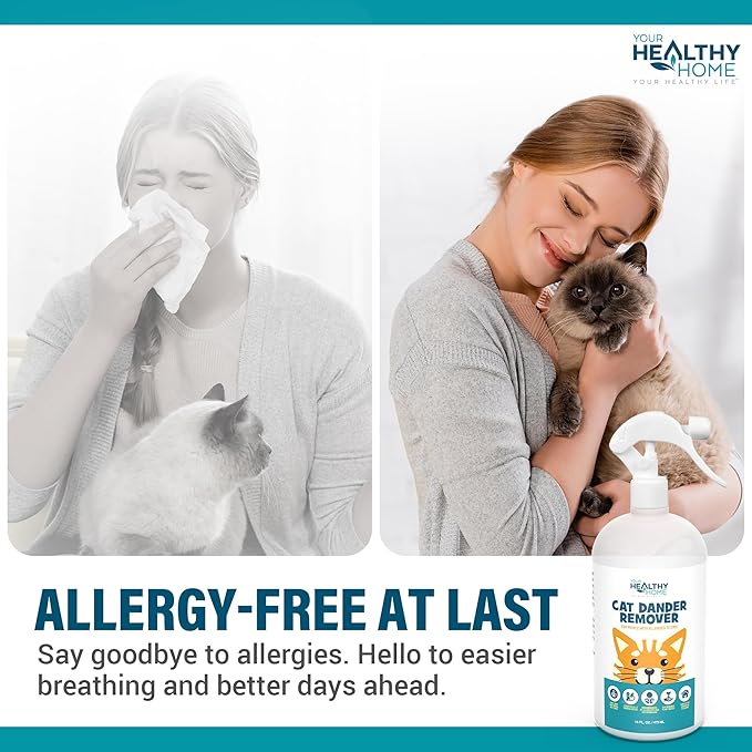 Cat Dander Remover Aloe Vera Free- Pet Dander Allergy Reducer Relief Dry Skin Spray for Cats and Humans| Cruelty-Free & Made in USA (1 Pack with Free Mitt & Ebook)