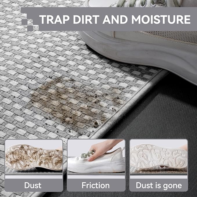 Front Door Mat 31''x47'', Absorbent Dirt Resist Washable Non Slip Low-Profile