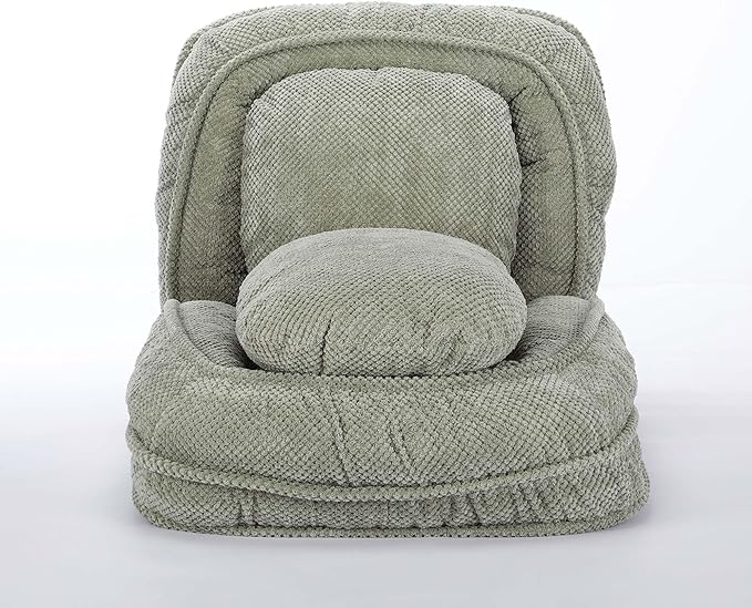 Human Dog Bed for Adult and Kids, Comfy Foldable Lazy Floor Sofa Bed with 5 Adjustable Position, Grey Upholstered Floor Bean Bag Lounger Chair for Bedroom, Living Room,Office (Green)