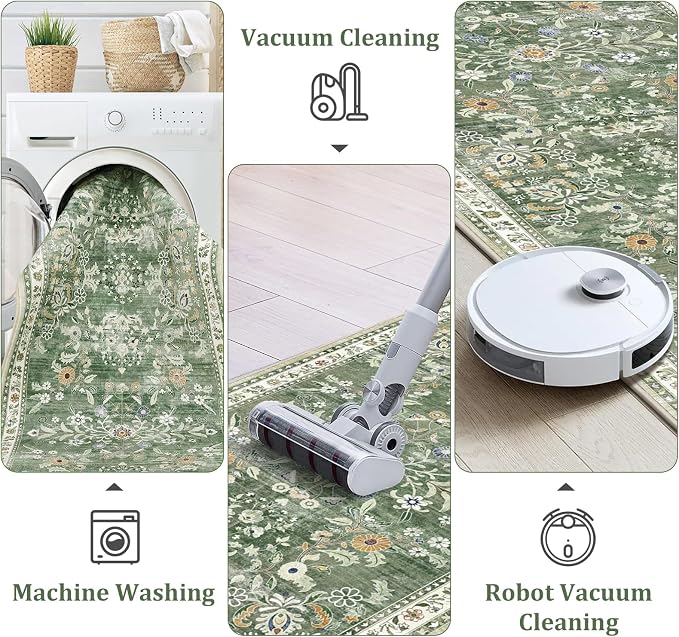 Yamaziot Washable Runner Rug 3x6 – Floral Non Slip Boho Hallway Runner Rug
