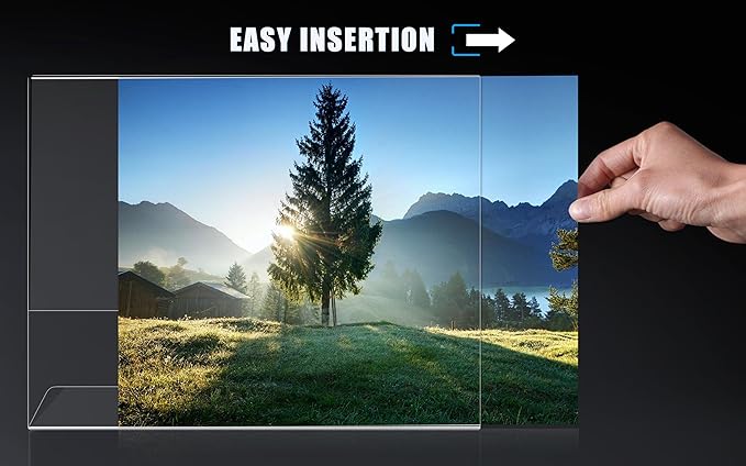 6pack Acrylic Sign Holder Horizontal, 8.5x11 for Picture Frames, L Shape Clear Plastic, Plastic Sign Holder, Table Sign Holder, Unbreakable Menu Holder for Restaurant, Office, School, Store and Home Use
