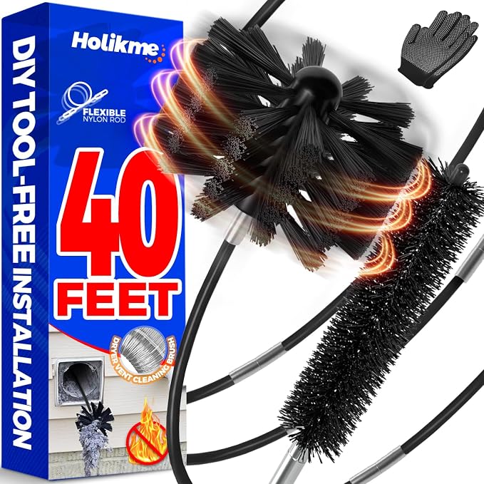 Holikme 40 Feet Dryer Vent Cleaner Kit, Flexible Lint Brush