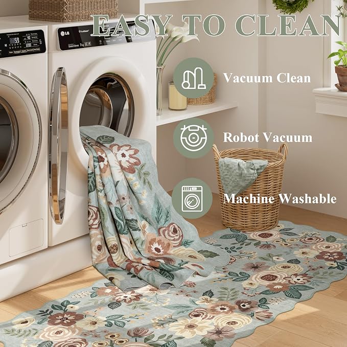 DUKINO 2x10 Runner Rug for Hallway, Washable Kitchen Rug
