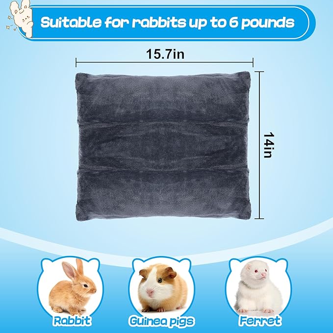 Alphatool Soft Bunny Bed - 15.7" x 14" Rabbit Bed, Warm Cuddle Cushion Plush Mat for Guinea Pig, Ferret, Small Animal - Grey