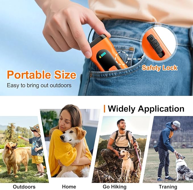 Dog Bark Deterrent Devices Anti Barking Device for Dogs Ultrasonic Bark Stopper Portable Dog Training Tool Indoor Outdoor Up to 50ft Correct Bad Behavior of Own or Neighbor's Dog (Orange)