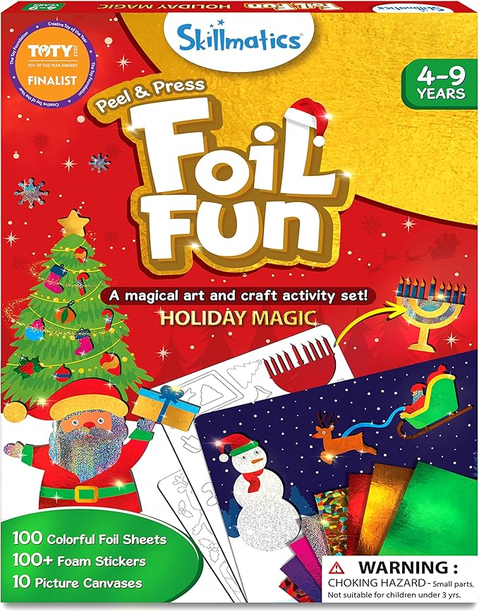 Skillmatics Foil Fun – Mess-Free Holiday Art & Craft Kit for Kids, DIY Creative Activity, Travel Game, Stocking Stuffer & Christmas Gift for Boys & Girls Ages 4, 5, 6, 7, 8, 9