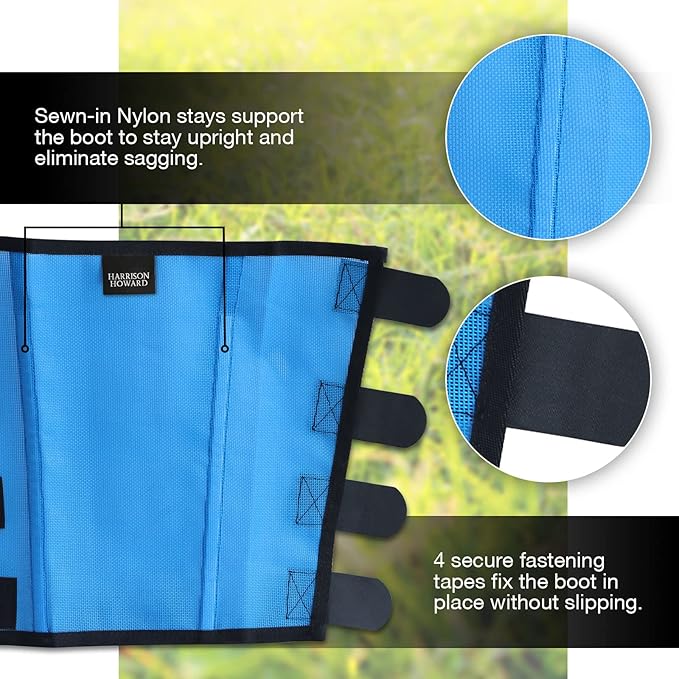 Harrison Howard Loose Fitting Fly Boots UV-Protective Extra Tough Mesh Ventilated Four Fasteners Stay-on Design Protect Horse Legs & Stomp-Reducing Set of 4 Sky Blue Mini