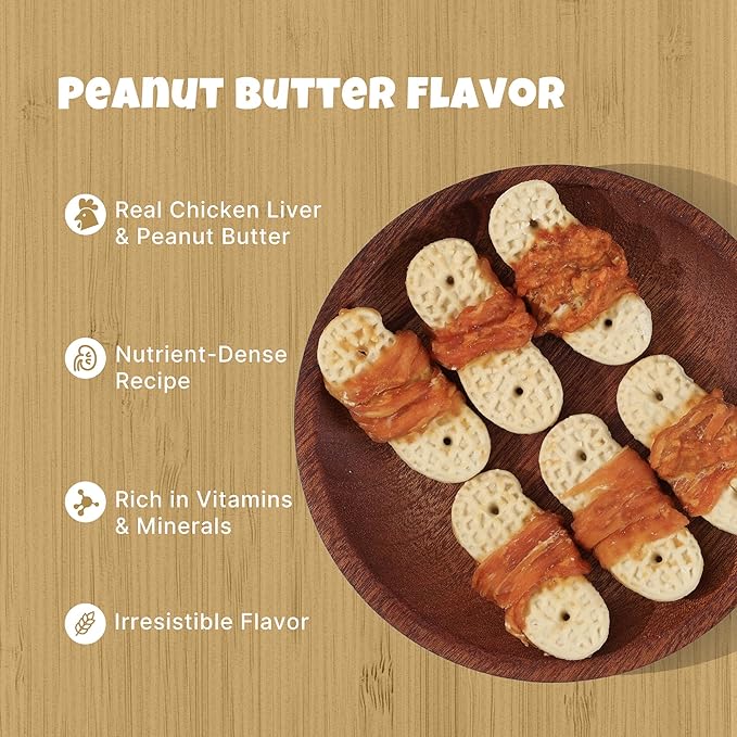 Havira Chicken Wrapped Biscuits Dog Treats, 16oz Crunchy Training Treats for Dogs, Rawhide Free Snacks for Small & Medium Breeds, Peanut Butter Flavor