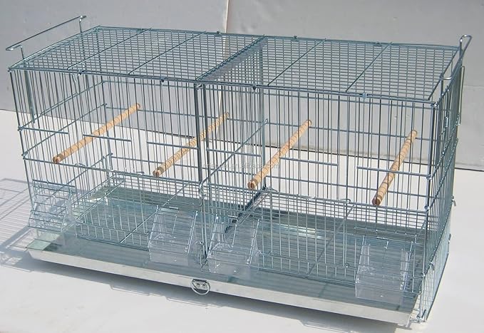 Combo: Galvanized Zinc Plated Stack & Lock Breeder Bird Flight Cage Breeding Nest Door Removable Divider with Rolling Stand (ADD ON 26.5"x11"x15"H-LOT-4, Galvanized Zinc Plated)
