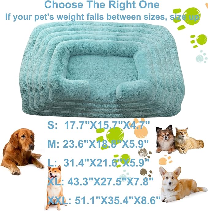 Dog Beds Large Sized dog Orthopedic, Sofa Dog Bed with Waterproof Lining and Nonskid Bottom, Rectangle Washable Dog Bed for Medium Small Dogs and Cats Comfortable ( Color : Green1 , Size : 23 x 18" )