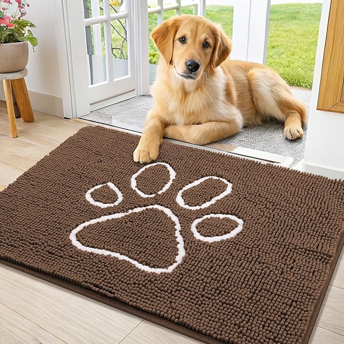 Smiry Dog Door Mat for Muddy Paws, Absorbent Dirt Trapper Non Slip Quick Dry
