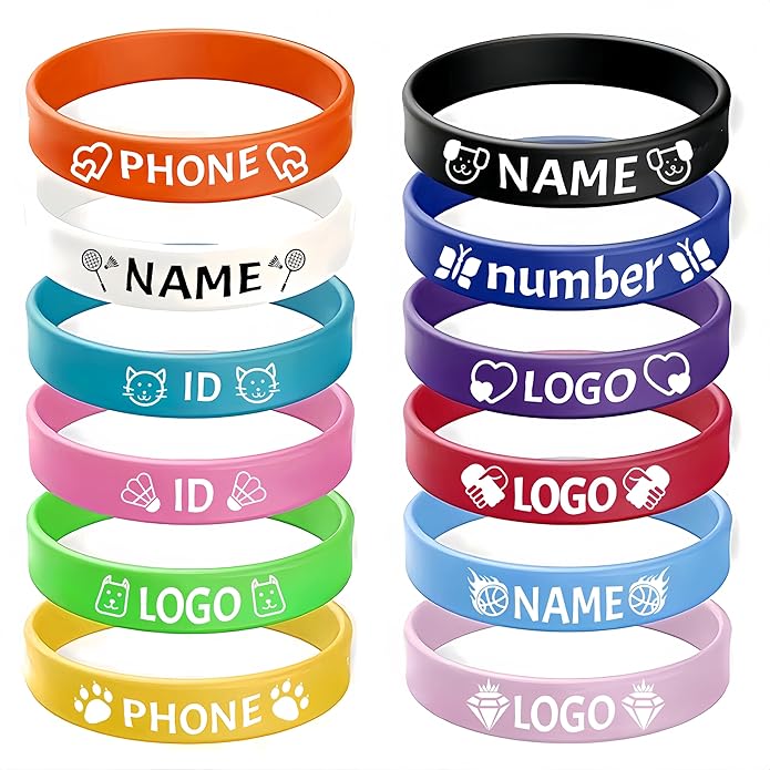 Custom Silicone Wristbands Bulk, Personalize with Text, Logo & Icons, 30/100/500/1000PCS, Rubber Bracelets for Events, Fundraisers, Gifts & Awareness, 100% Soft Silicone, Multiple Sizes & Colors