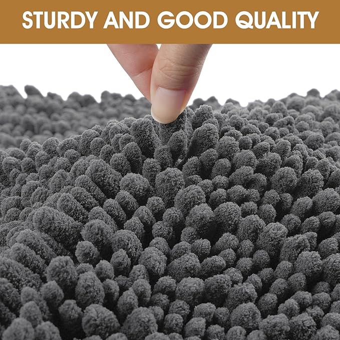 IM HOME 4 Pieces Muddy Door Mats for Dogs, Chenille Absorbent Pet Mats, Quick Dry, Trap Dirt Non Slip Heavy Indoor Doormat Soft Dog Bed Mat Front Inside Door Mat for Indoor Outdoor Entrance,Grey