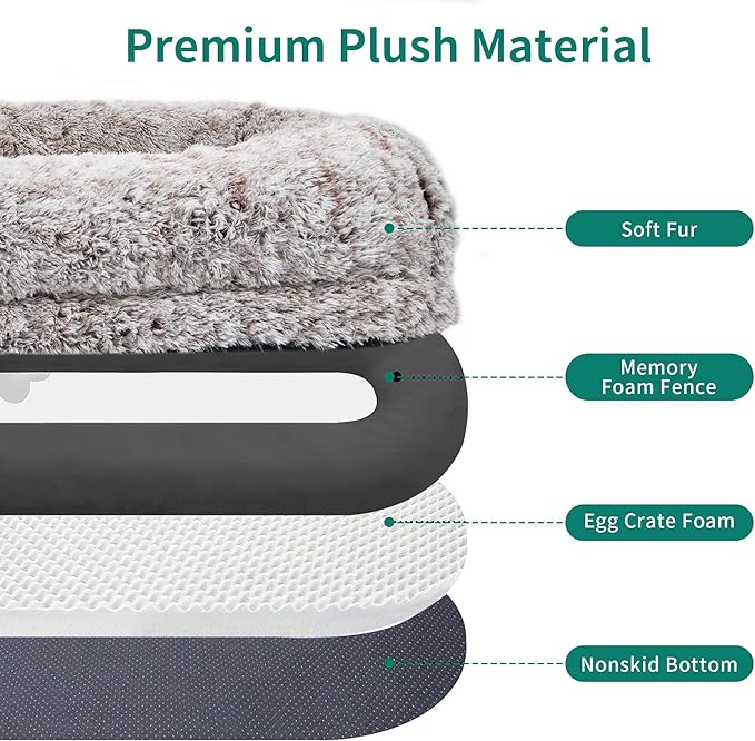 DWVO Human Dog Bed for Adult, 79" L X 43" W Large Human Size Dog Bed with Blanket and Pillow, Removable Cover, Dark Brown