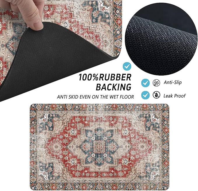 Dog Food Mats for Floors, Absorbent and Quick-Drying Pet Cat Food Mat,Anti-Fouling and Easy-to-Clean Pet Feeding Mat,Dog Bowl Mat for Messy Drinking Water Bowls.17 x27, Bohemia Style