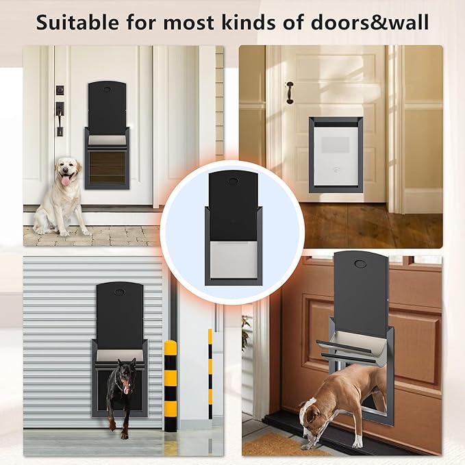 RESCUMASCER Smoky Gray Extra Large Dog Doors for Large Dogs with Double Magnetic Flaps, Durable Aluminum Frame Doggie Doors for Medium, Large, and X-Large Dogs, REXAL32-2S-2S