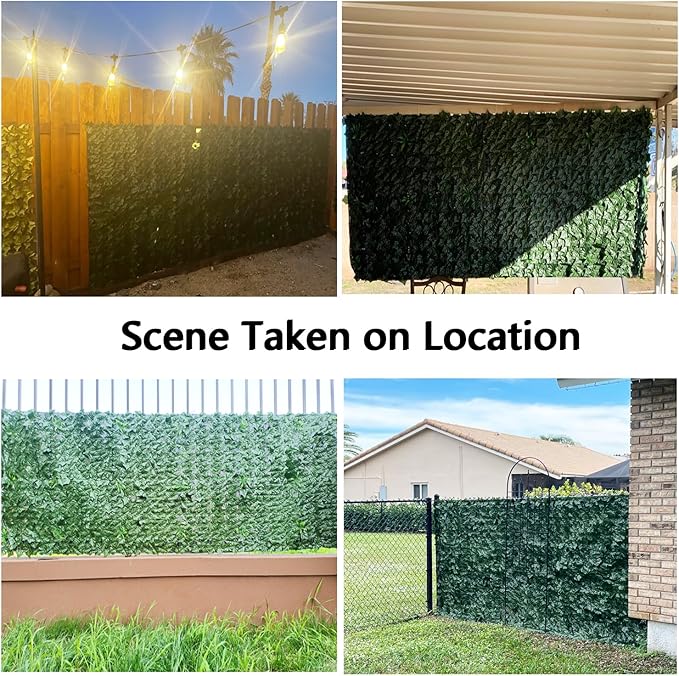 Artificial Ivy Fence Privacy Screen with Mesh Back, 59" x 158" Faux Ivy Vine Leaf Fence Panels, Balcony Privacy Screen, Hedge Wall Decoration for Outside, Garden, Yard, Patio