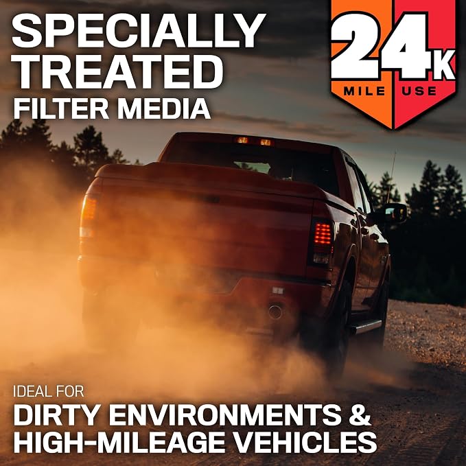 K&N Engine Air Filter: Extended Life 24, 000 Mile Replacement Air Filter: