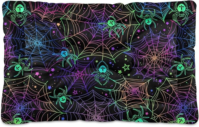 Halloween Spider Web Pet Bed Cute Dog Bed Mat Absorbing Non Slip Pad Pet Sleeping Mat for Small, Medium, and Large Dogs Puppy Cat 24 in x 18 in