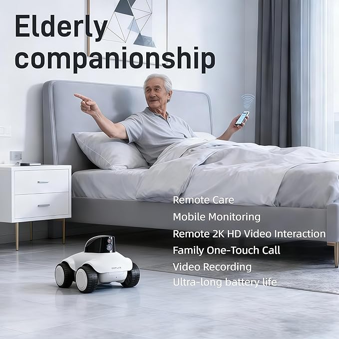 Family Smart Companion Robot,2K HD Pet Camera Robot,Indoor Security Camera Robot,1-Click Interaction,2-Way Voice,Color Night Vision,Motion Detection,Video Recording,Battery-Operated with Phone App