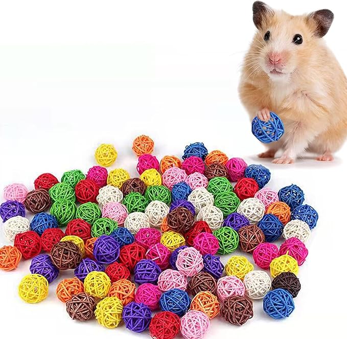 Parrot Chew Toys Bird Toys, 30 Pcs 1.2 inch Rattan Wicker Balls Parakeet Chewing Toys, for Budgies Conures Hamsters Bunny Toy, Decoration for DIY Craft Party Wedding
